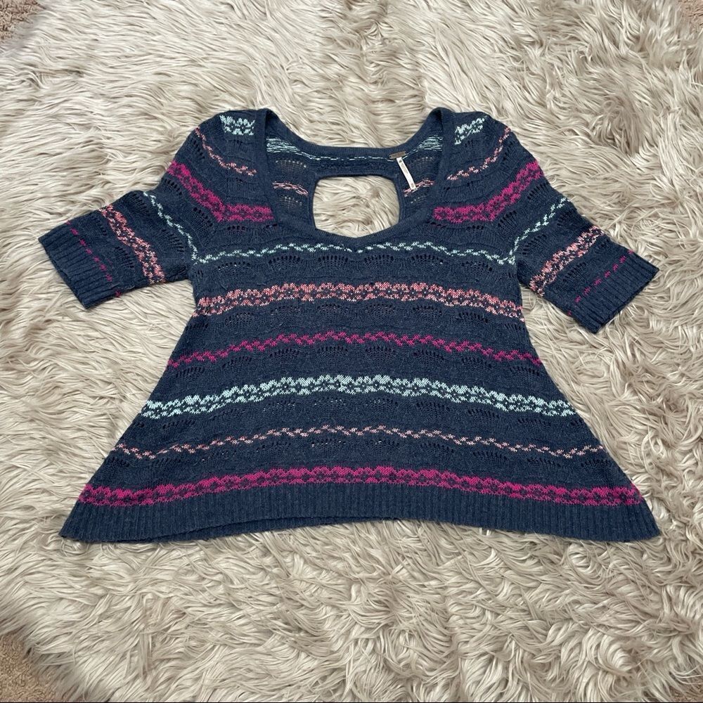 Free people open back short sleeve sweater XS